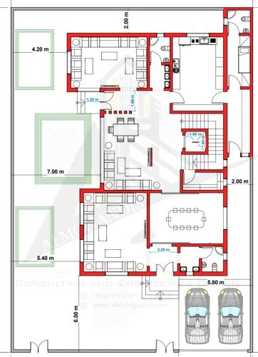 تصميم معماري فيلا دورين وملحق