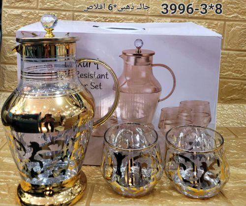 جاك ماء.زجاج.مع 6 اكواب زجاج