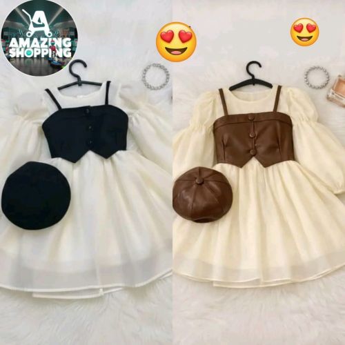 فساتين بناتي ثلاث قطع مع القبعه ا