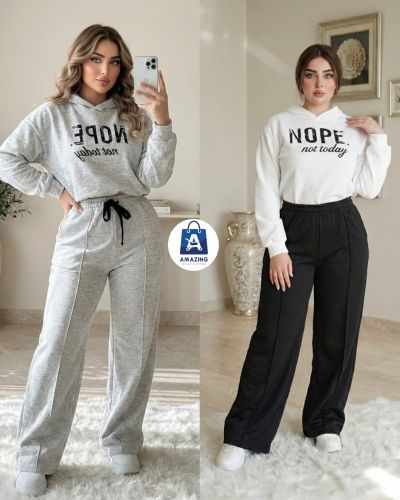 طقم بيجامة NOPE**قطعتين بنمط واسع