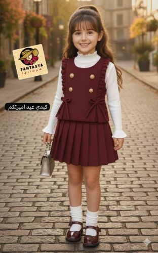 طقم ثلاث قطع بناتي طقم العيد والا