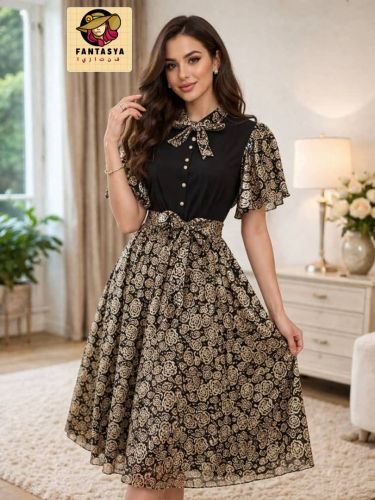فستان نسائي ميدي فاخر تصميم أنيق