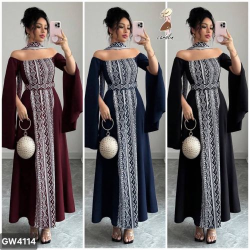 فستان رههيب بنقشه مغربيه وشال