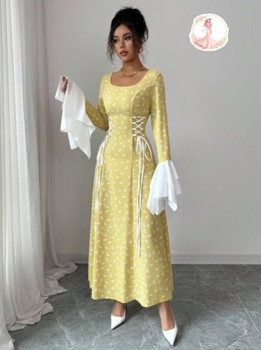 فساتين نسائيه طويله مشجره باكمام
