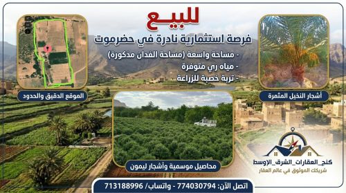 مزارع حضرموت للبيـــــــــع بحيره