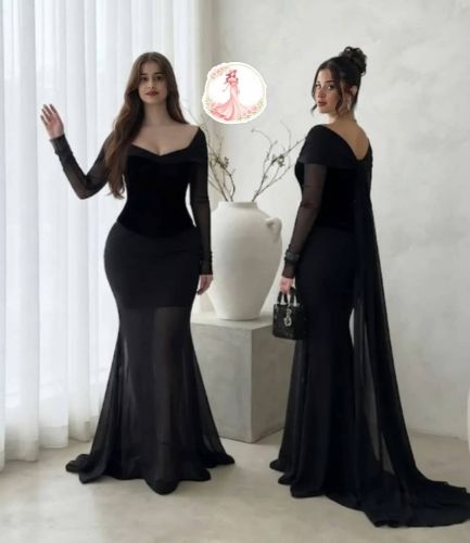 فستان أسود ملكي فخم